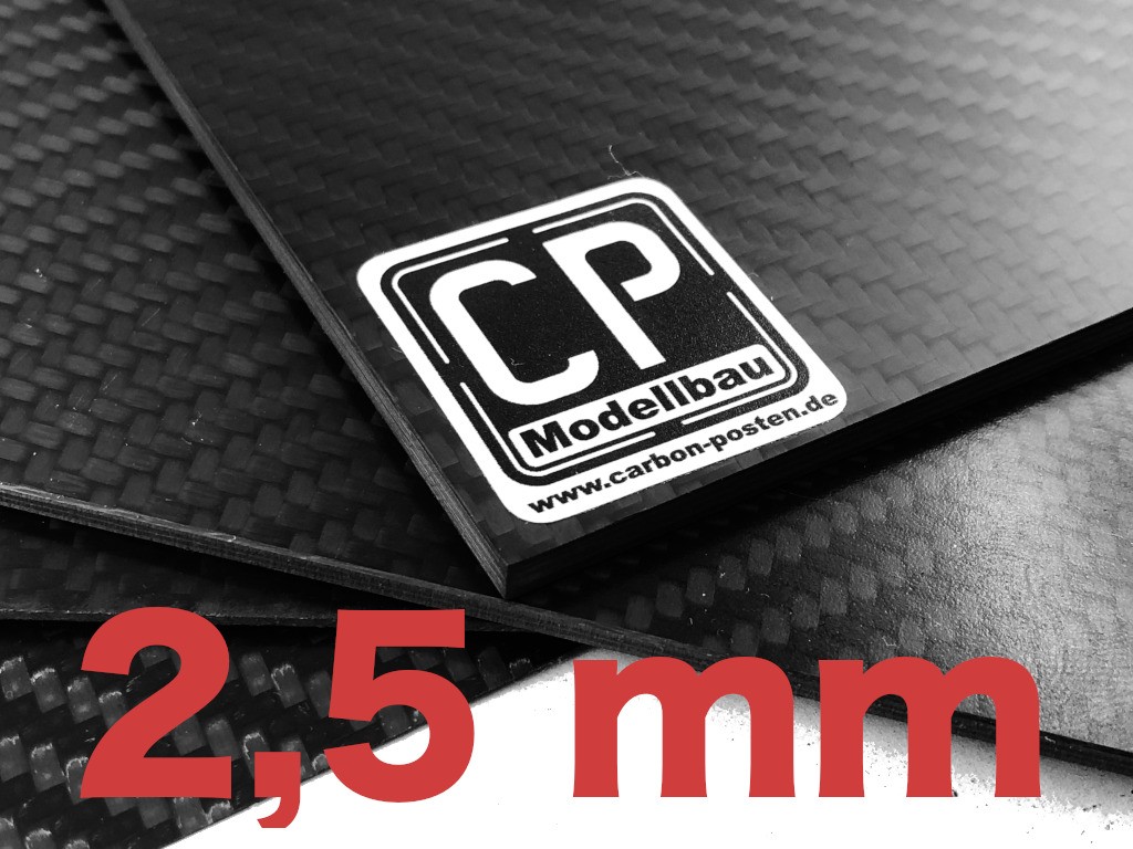 Carbonplatte 0,5 mm bis 2 mm x 200 x 250mm CFK Kohlefaser Platte 