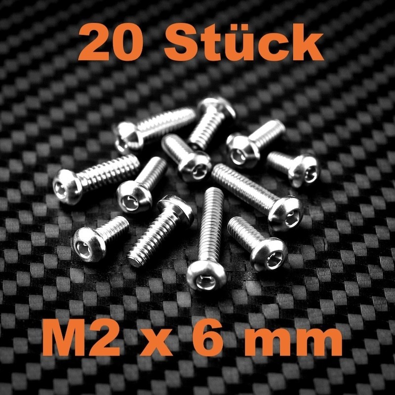 20 Stück Linsenkopfschrauben A2 TX M2 6mm.