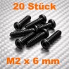 20 Stück Linsenkopfschrauben A2 IB M2 6mm schwarz